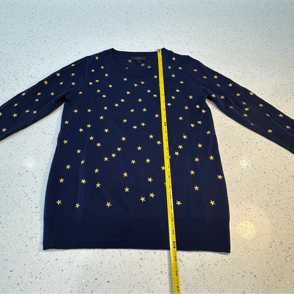 J.Crew Tippi merino wool sweater in navy blue with gold embroidered stars, XS - Picture 6 of 8
